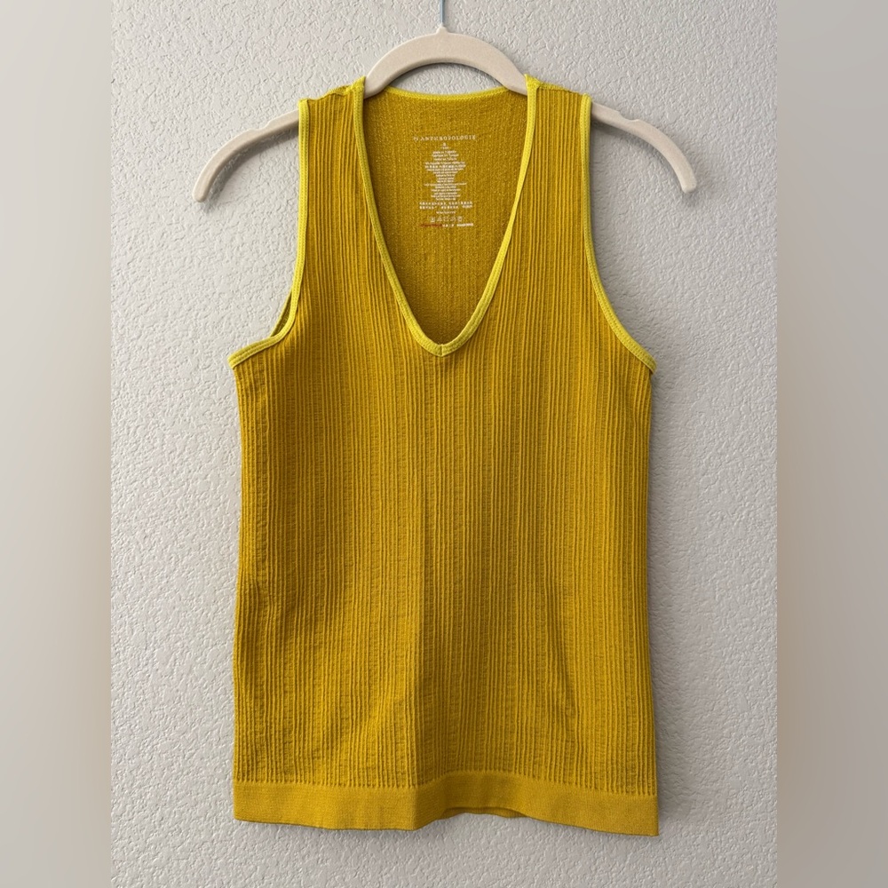 Anthropologie Mustard Ribbed Tank Top